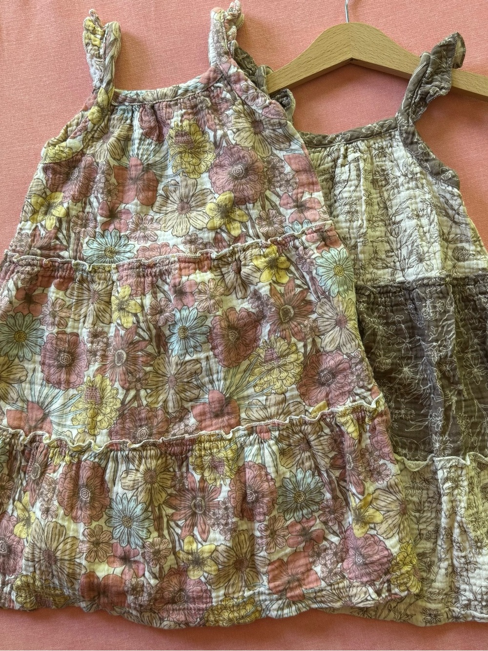 2 Organic Rabbit and Bear floral Kids Dresses bundle